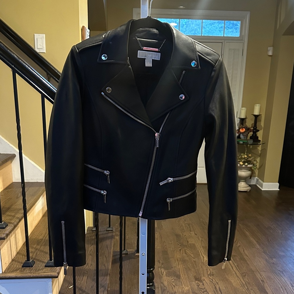 Michael, Michael Kors Black Genuine Lamb Leather Jacket - Like New! - Picture 1 of 13